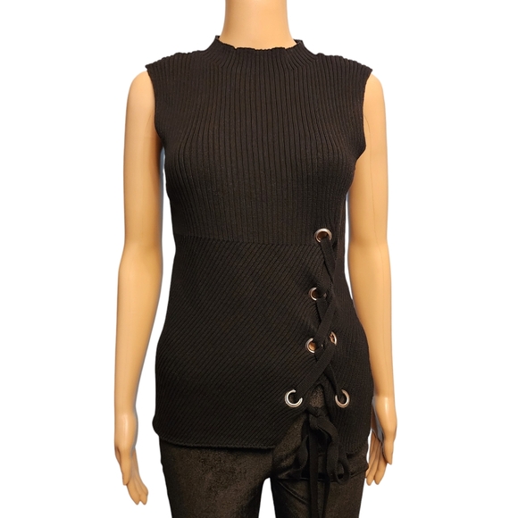 Express Sweaters - Express Mock Neck Sleeveless Sweater Tanktop with Side Loop Tie Size S